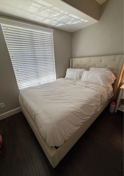 Beige Full size bed frame