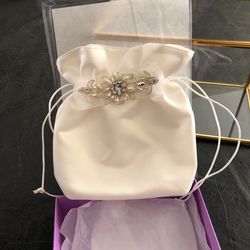 Wedding- Satin Off White Brides Bag