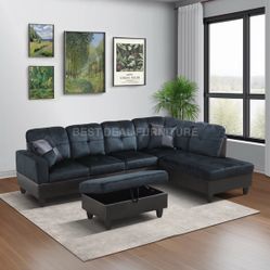 New Sectional + Storage Ottoman  — Left or Right Chaise — Delivery Available 