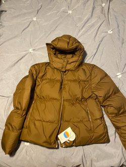 Tan Hooded Puffer Jacket with Tags
