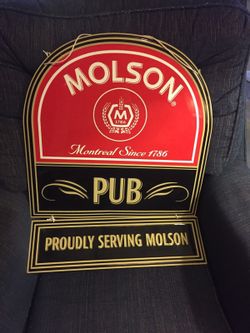 Awesome vintage Molson 2-part tin sign