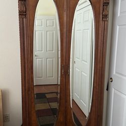 Solid Wood Mirrored Armoire / Wardrobe – Great Condition