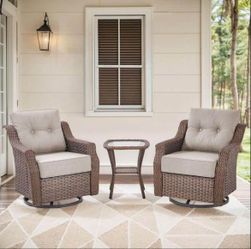Outdoor Patio Swivel Chair Set of 3pc