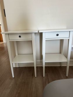 Two IKEA HEMNES nightstands (white)
