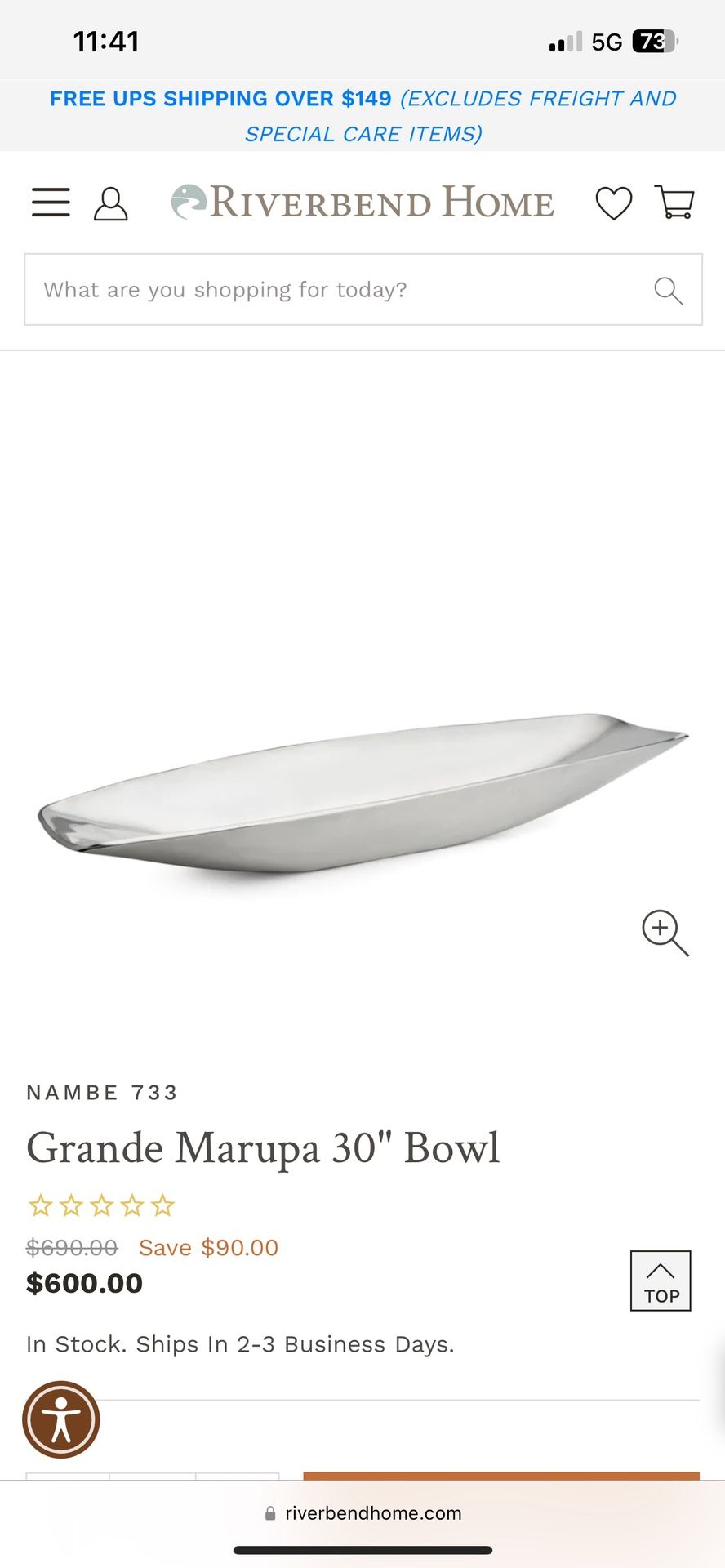 Nambe Grande Marupa 30” Bowl