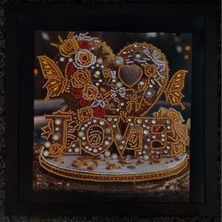 Gold and Brown Love Decor with Intricate Accents