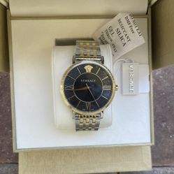 Versace Men Watch (Men's Swiss Two-Tone Stainless Steel Bracelet Watch 42mm)
