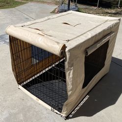 Dog Crate 42“ D x 28“ W x 24“ H with cover and two crate pads