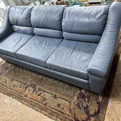 Used Blue Leather Couch 
