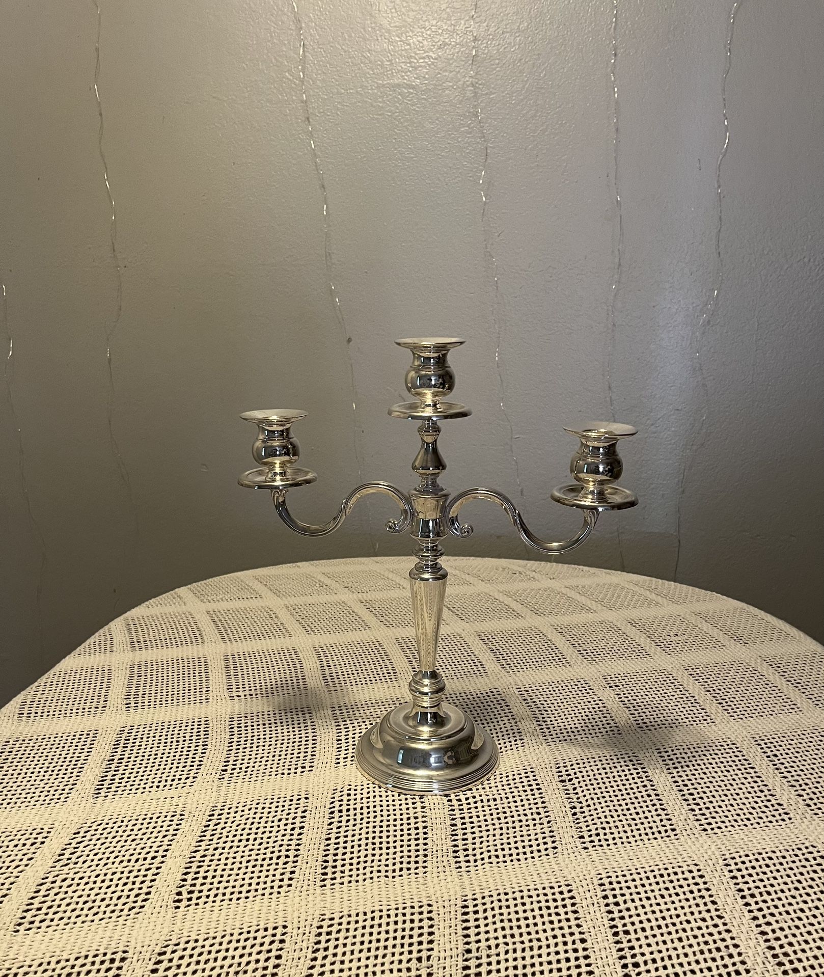 Vintage International Silver Company Silver Plated 3 Tier Candelabra Original Box