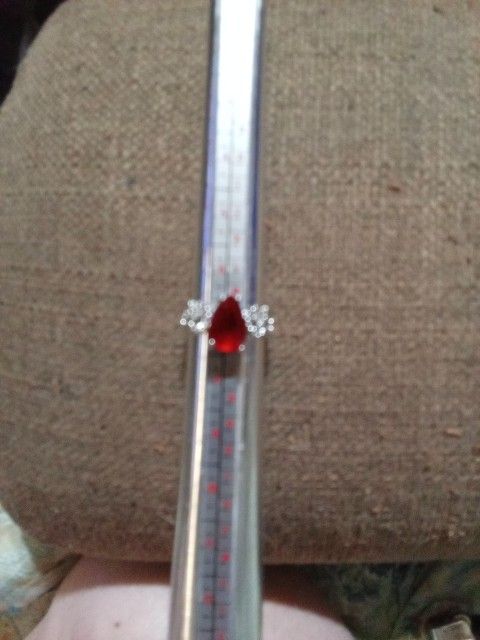 Size 7 Garnet Silver Stainless Steel Ring