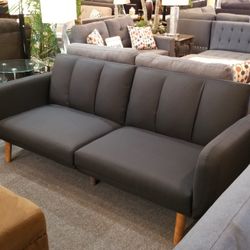 Brand New 79" x 44" Black Linen Sofa Futon
