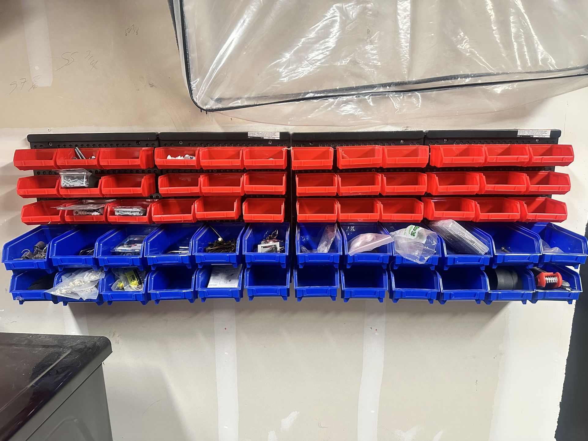 60 Bin Wall Mount Parts Rack