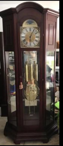 Vintage Transalpina Westminster Chime Mirrored Grandfather Clock Shelves Light