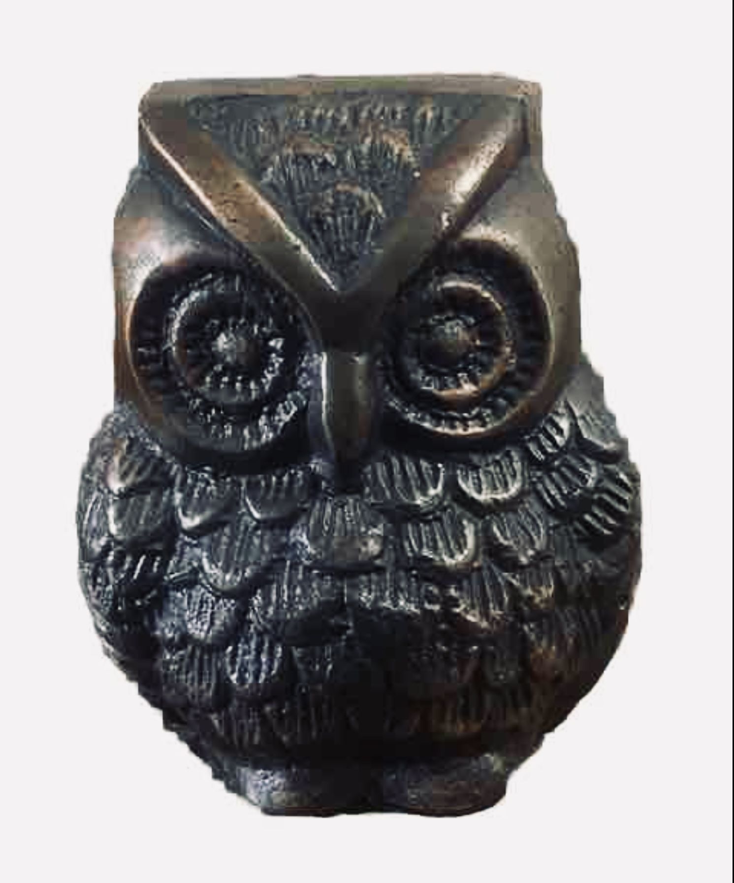  Vintage Owl Figurine Paperweight Bronze Owl 4” - Paperweight Heavy Est 1.75 Lbs