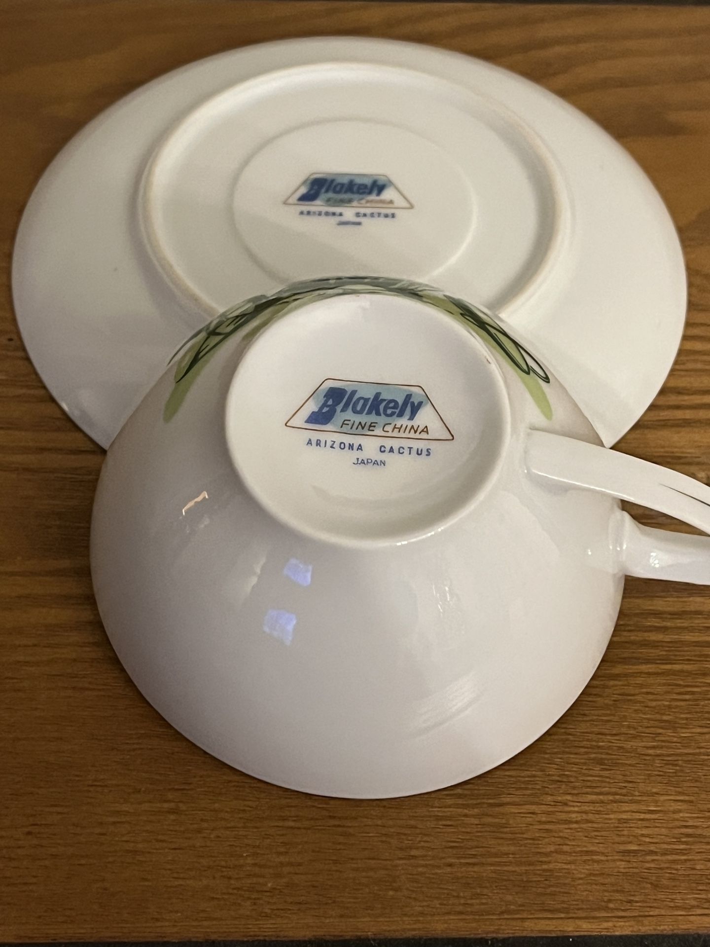 SET OF FOUR Vintage Blakely Oil & Gas Fine China Set Of Four Cups and Saucers Arizona Barrel Cactus EUC Other - Collectibles & Art