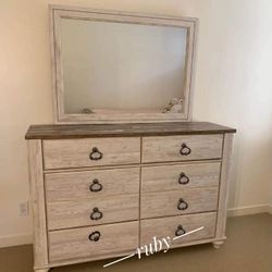 White Wood Willowton Six Drawer Dresser / Bedroom /Payment Plans @ Fastest Delivery 🚚