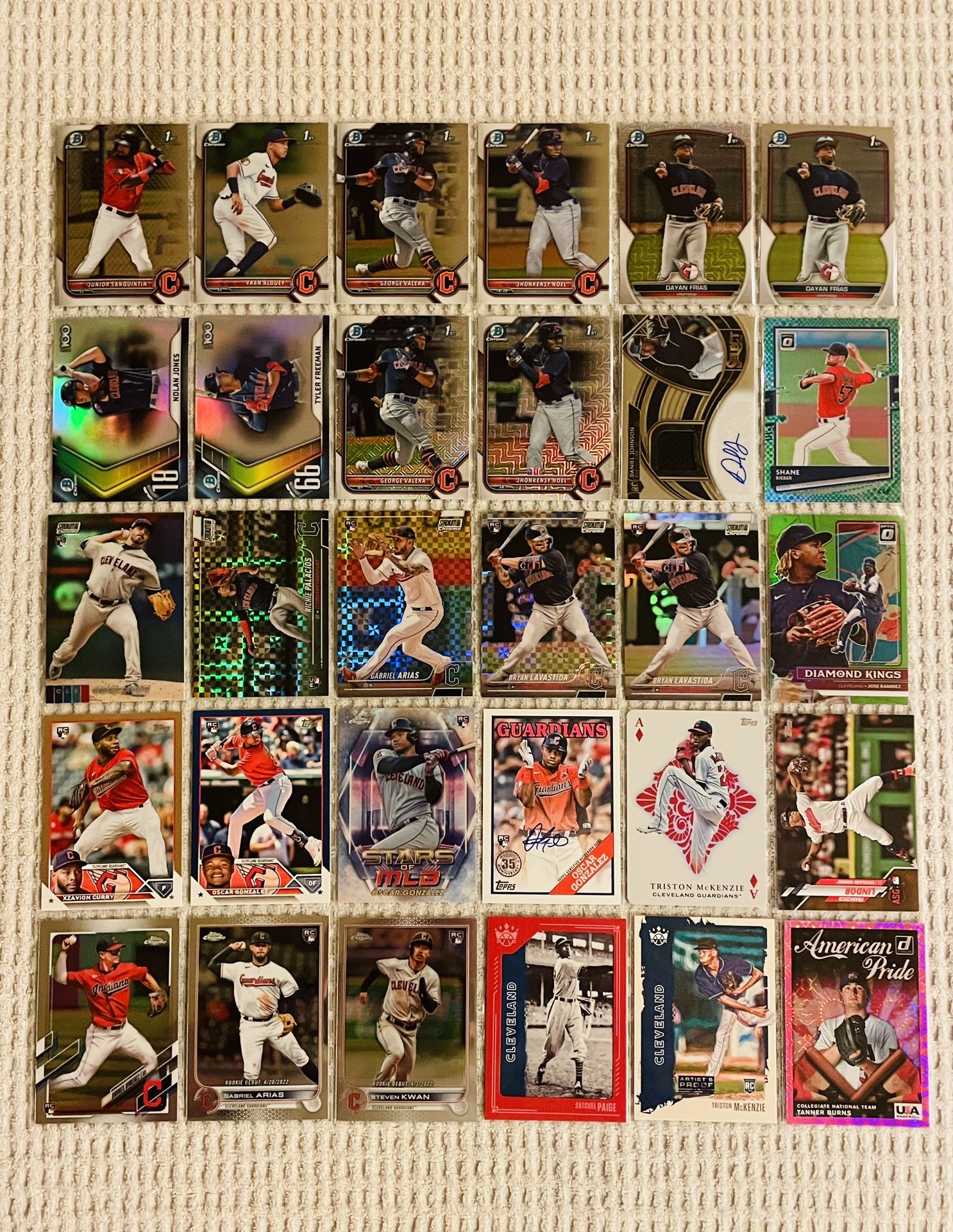 Cleveland Guardians 30 Card Baseball Lot! Rookies, Prospects, Autographs, Memorabilia, Short Prints, Case Hits, Variations & More!