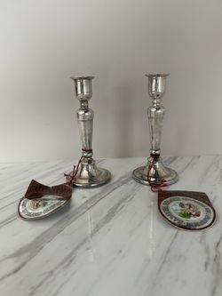 NEW Pair Of Antique Silver Plated Candlesticks By Samuel Heath Birmingham England