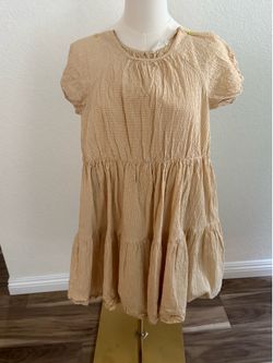 Mango MNG Girls Light Yellow Crinkled Dress Size 7/8 NWOT Relaxed Fit