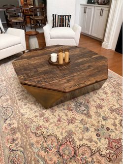 Beautiful Wood and Gold Coffee Table