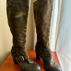 BORN Brown Distressed Leather Knee-High Boots Size 6M