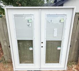 Jeld wen Double Door 72x80 Blinds between the glass Impact rated Right Hand outswing