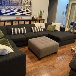 Sectional Couch & Ottoman (Pillows Included)