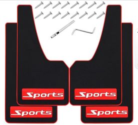 Brand new universal black and red mudflaps, for car or trucks, includes 4pcs