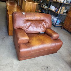 Genuine Leather Oversized Power Recliner! 