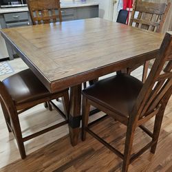TALL SQUARE KITCHEN TABLE WITH 4 SEATS