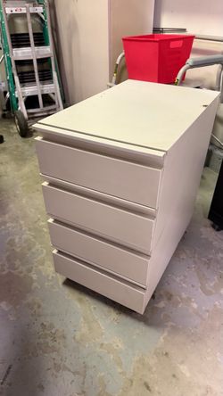 White 4-Drawer Rolling Pedestal Cabinet