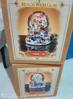 TWO Vintage Holiday Musical Water Globes
