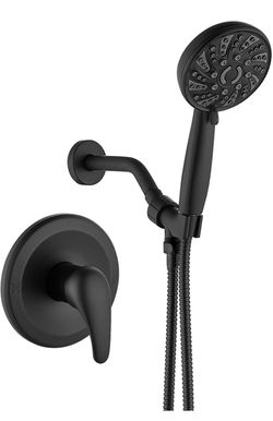 Matte Black Shower Faucet Set with Handheld Head