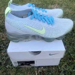 Nike Air Vapormax Flyknit 3 Pure Platinum-Barely Volt Womens Sz 6.5 [DC2051-001]