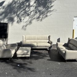 4pc Modern Sleek Real Leather Couch Combo 👀 🛋️ 