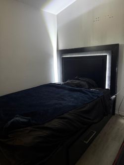 Black Bed Frame with LED Headboard
