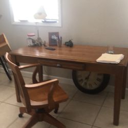 Vintage  Cherry Wood Desk And Chair 