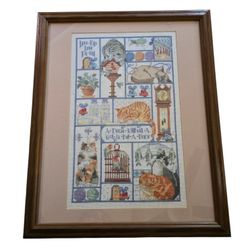 Bucilla Cats Cats Cats Art Completed Cross Stitch House Without Cat Is Not Home