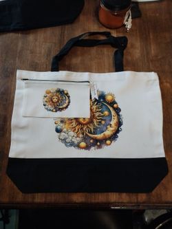 2pc Matching Canvas tote bag set Sun & moon