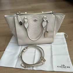 Coach Off White Python Effect Leather Crosby Tote