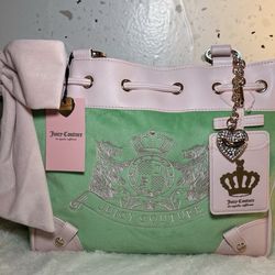 Juicy Couture Classic Scottie Dogs Tote Retro Green Powder Pink