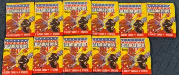 1991 Topps American Gladiators Sealed Trading Card Packs – 11 Unopened Packs