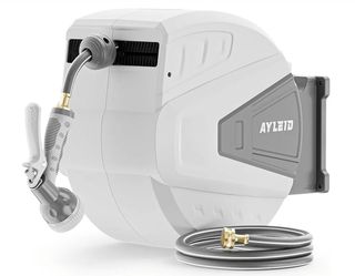 Ayleid Retractable Rubber Hybrid Garden Hose Reel, 1/2"x130ft Wall Mount
Anti-freeze, kink-free premium rubber hybrid hose, 24-month warranty, 9-patte