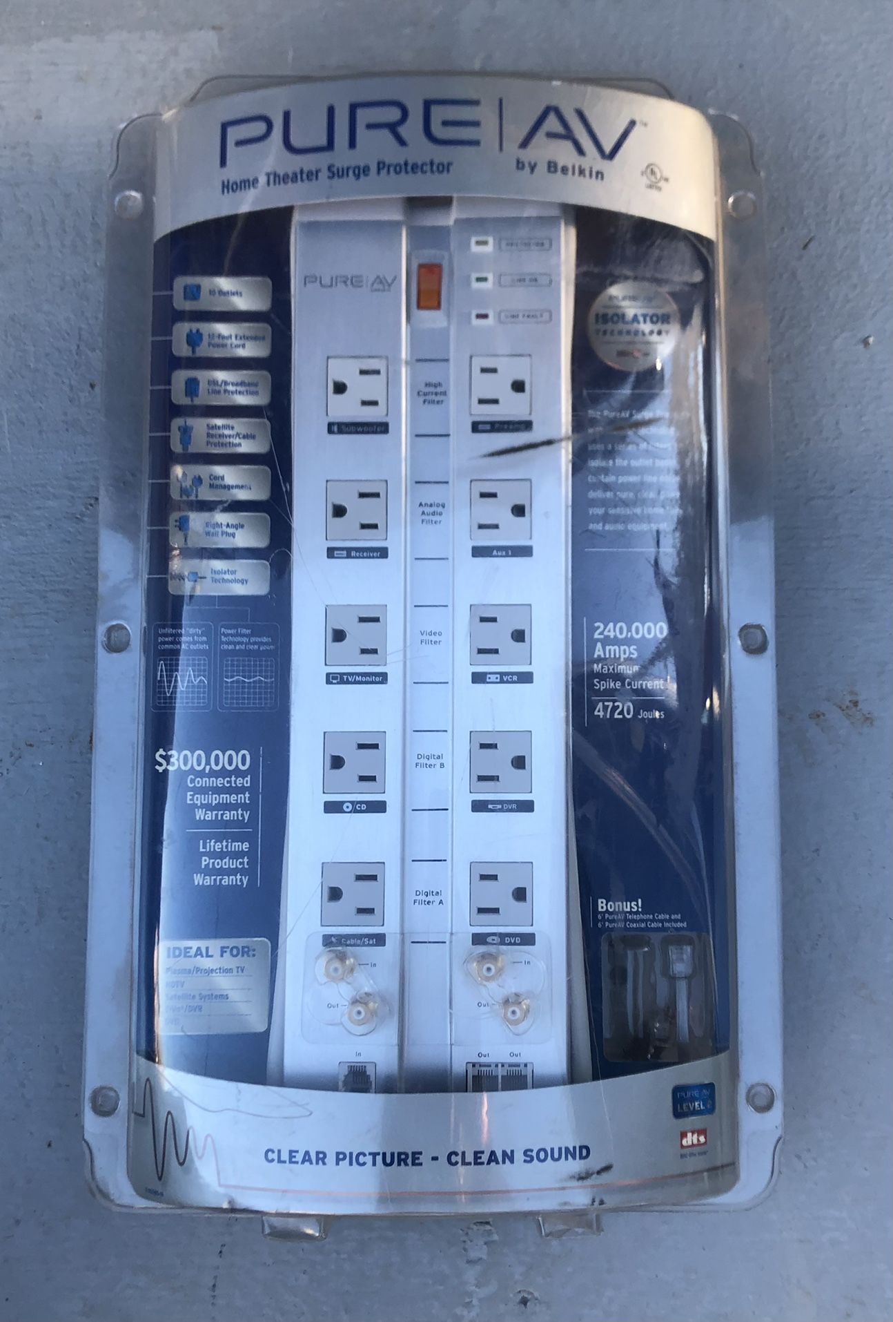 NEW Belkin Pure AV 12 Isolator Home Theater Surge Protector