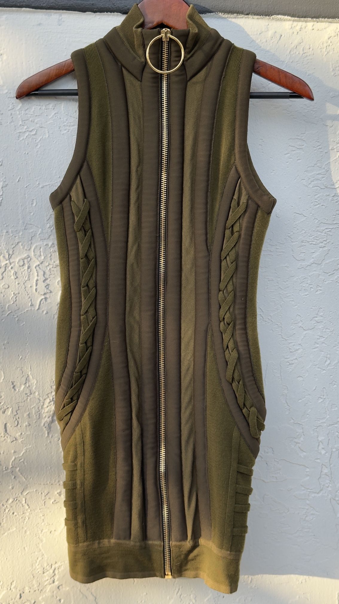 authentic Balmain olive green mini dress