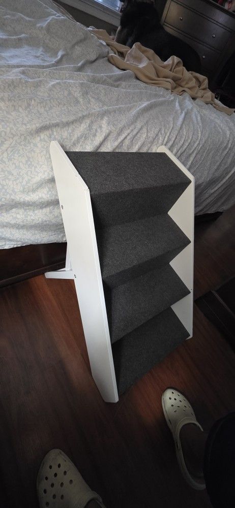 Dog Stairs with Nonslip Carpet - 4 Step Pet Stairs for Beds and Couches - Easily Adjustable -