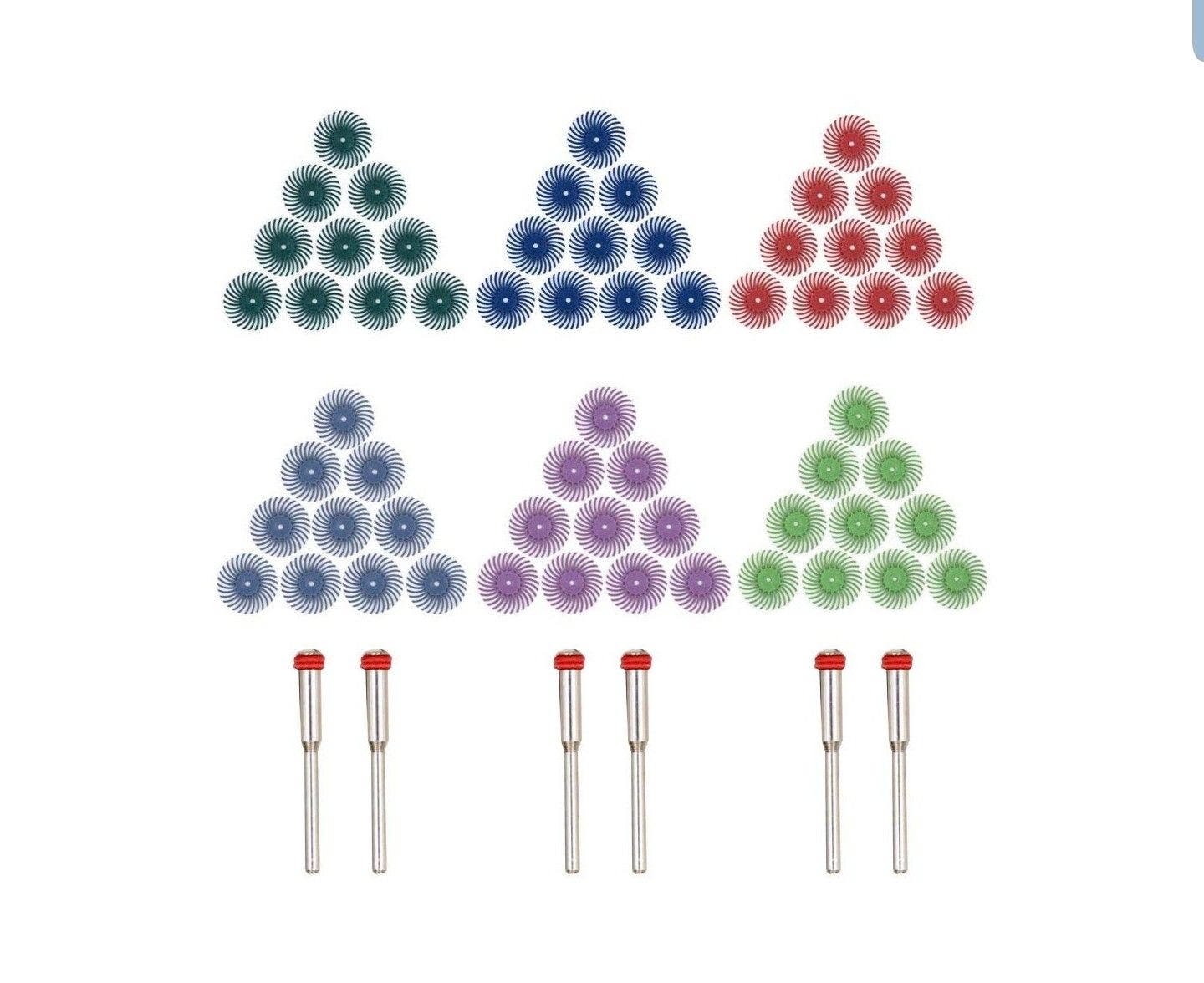GOXAWEE 60pcs 1 Inch Bristle Disc Kit with 1/8" Shank for Rotary Tools