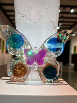 Resin Butterfly Sculpture with Glitter