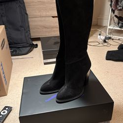 Zara Knee High Heel Suede Boots Women’s Size 6 NEW